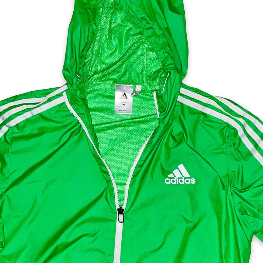 Adidas Vintage Super Rare Nylon Glanz Shiny Jacket Anorak Lime Green M - Picture 8 of 8